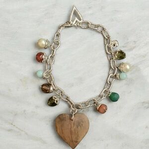 Brighton Heart Charm Silver Bracelet with Multicolor Beads